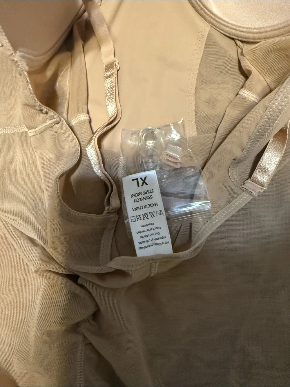 Nude Body Shaper Bodysuit with Built-In Cups removable straps xtra straps